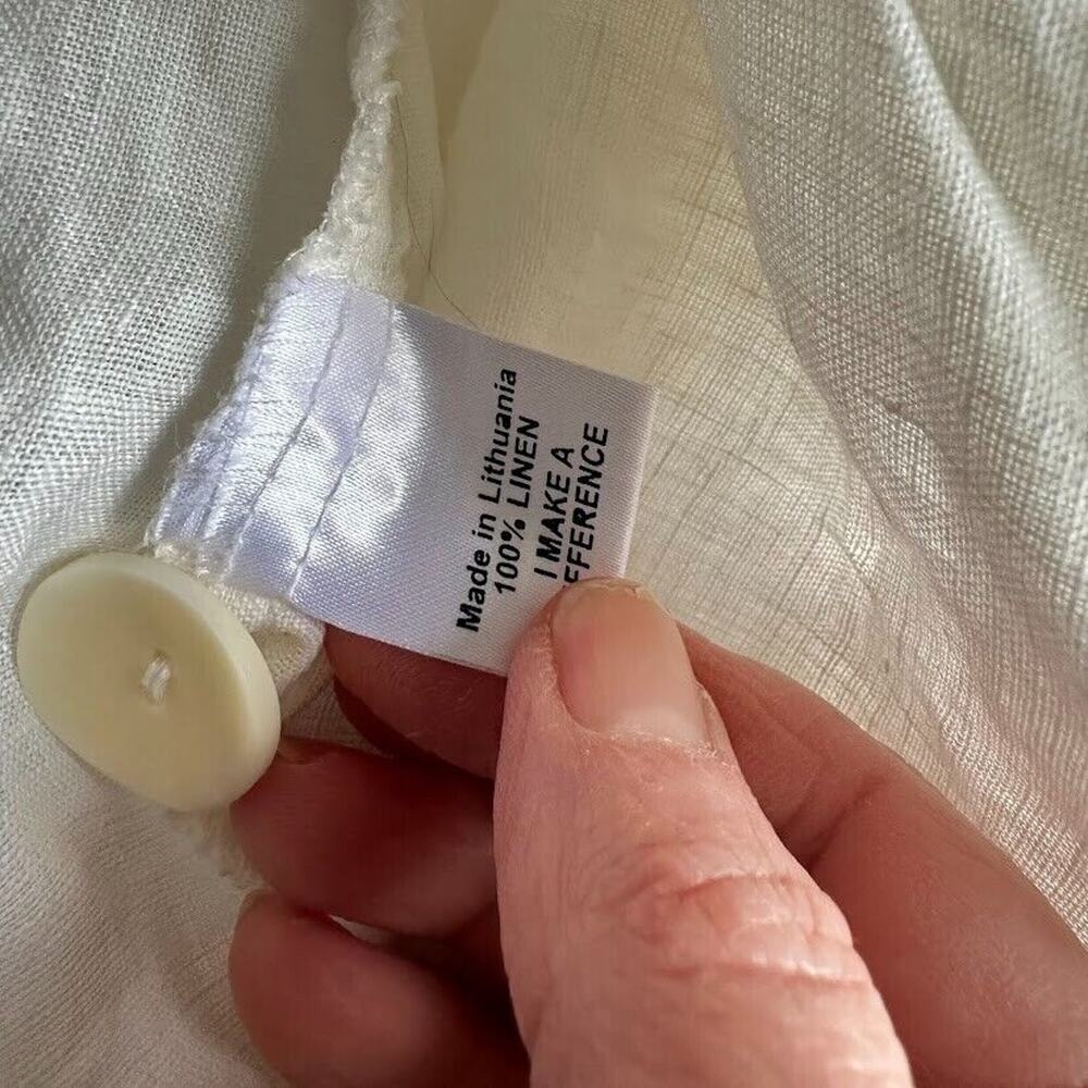 Flax Size P Petite 100% Linen Button Front Boxy T… - image 5